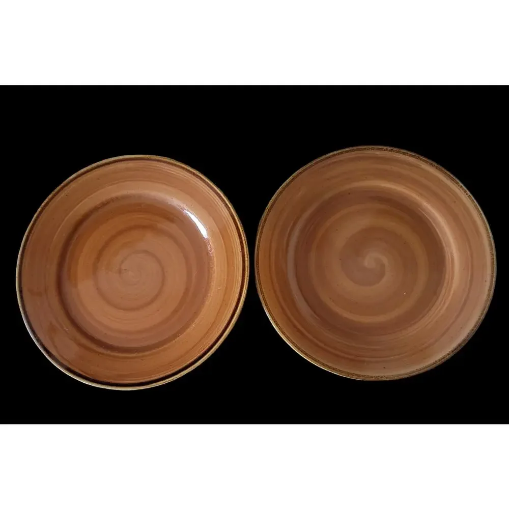 Thomson Pottery Kenya Brown Yellow Swirl Pasta Bowls Set of 2‎